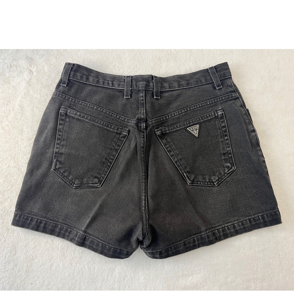 Vintage Guess Jeans Shorts Black Denim High Waisted Shorts size 32 90's